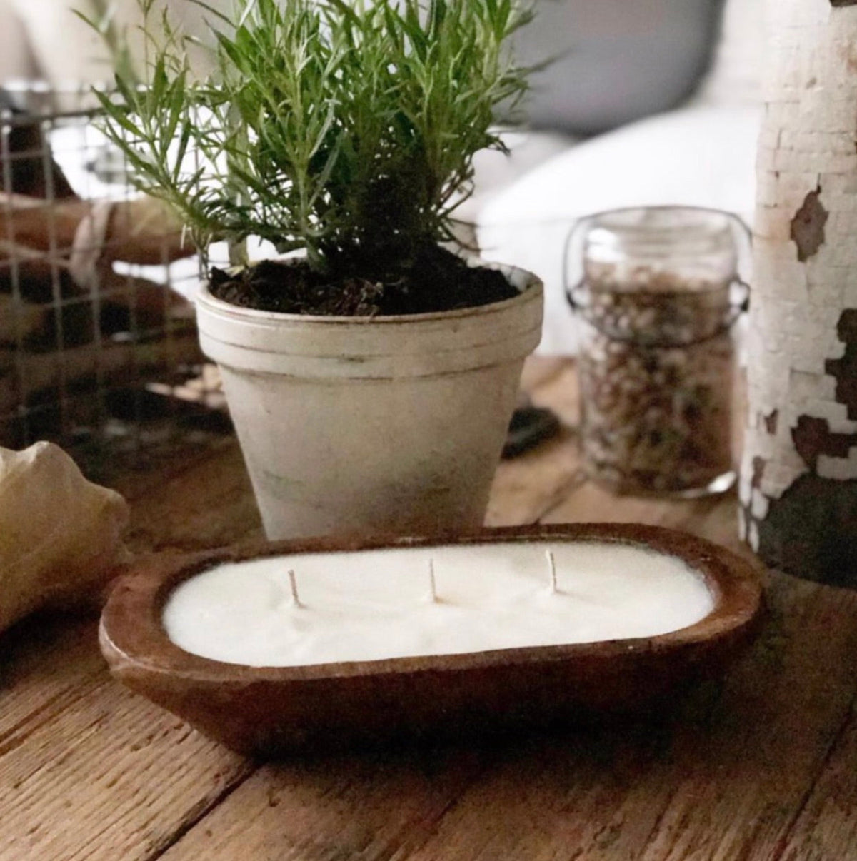 3-wick Dough Bowl Candle  - Farmhouse