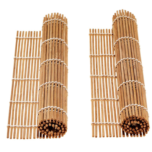 Bamboo Sushi Making Kit with 2 Sushi Rolling Mats, 5 Pairs of Reusable Bamboo Chopsticks, 1 Rice Paddle and 1 Spreader – Beginner Sushi Kit