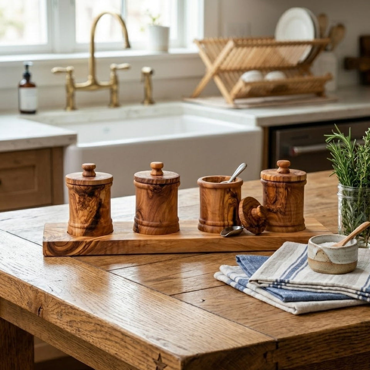 Olive Wood Canister Set