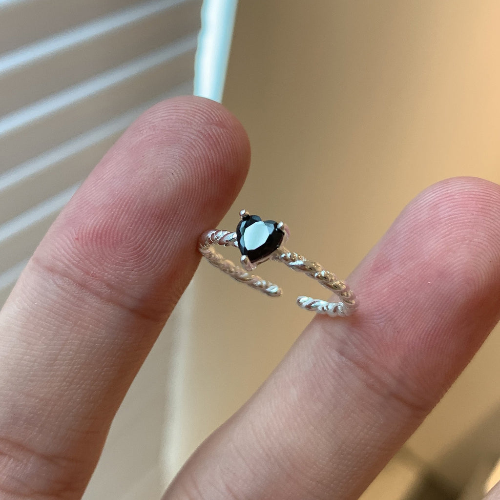 Sterling Silver Black Zirconia Love Twist Ring