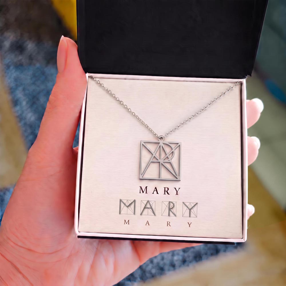 Custom Geometric Monogram Name Necklace
