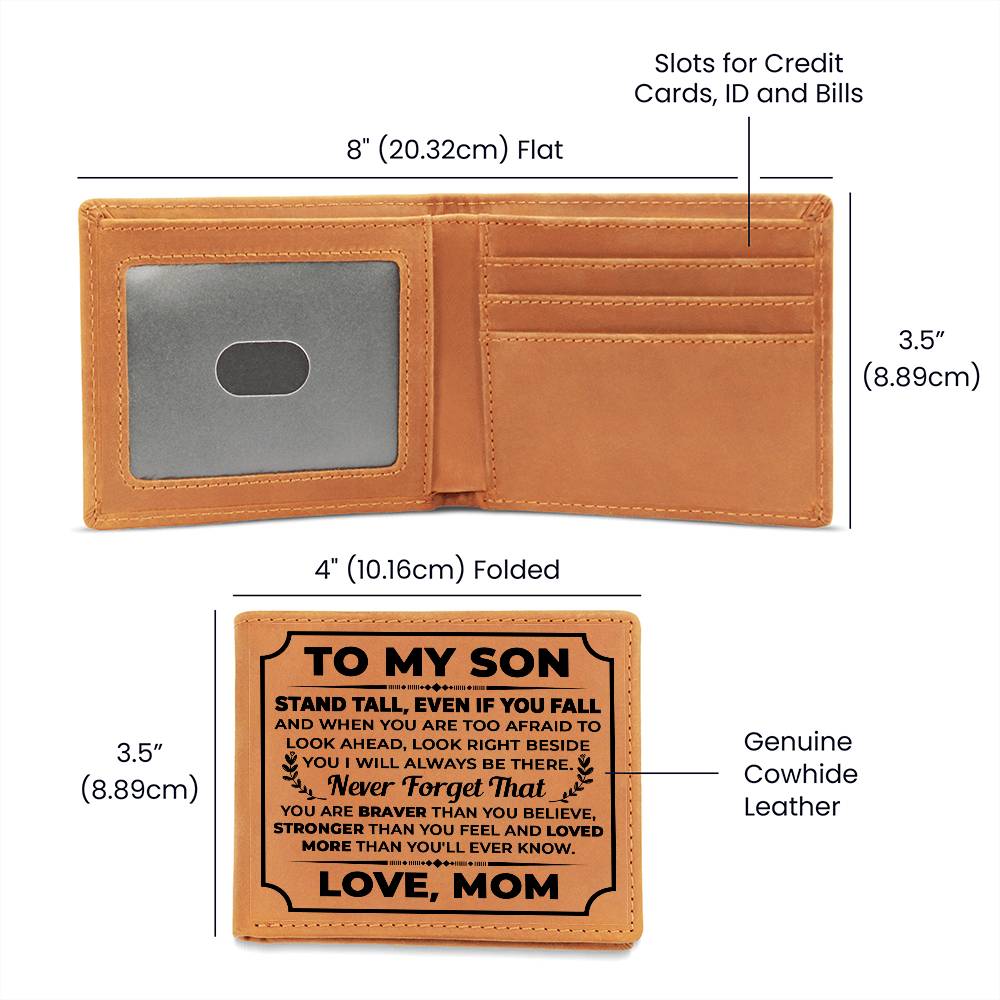 To My Son Stand Tall – Leather Wallet