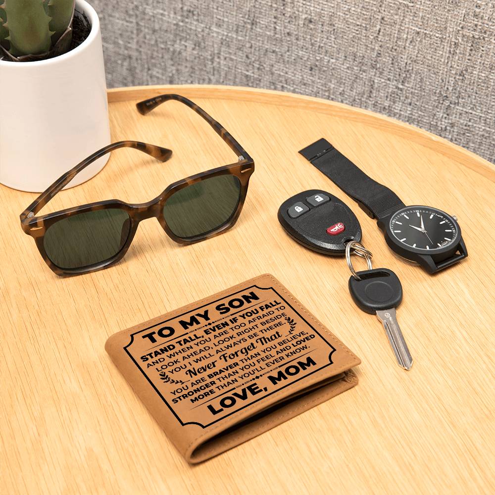 To My Son Stand Tall – Leather Wallet