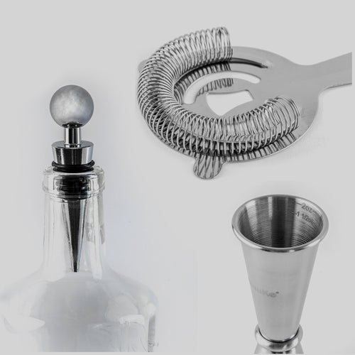 17 Piece Stainless Steel Cocktail Shaker Set with Stand