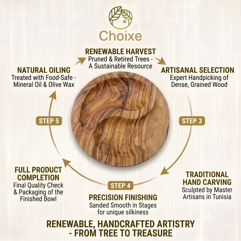 Handcrafted, Mediterranean Olive Wood, Yin-Yang Charcuterie & Tapas Plate (7 in)