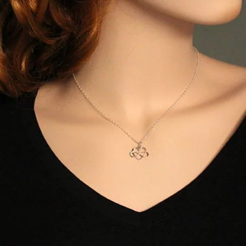 Admiration Heart And Infinity Rhodium Pendant