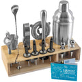 17 Piece Stainless Steel Cocktail Shaker Set with Stand